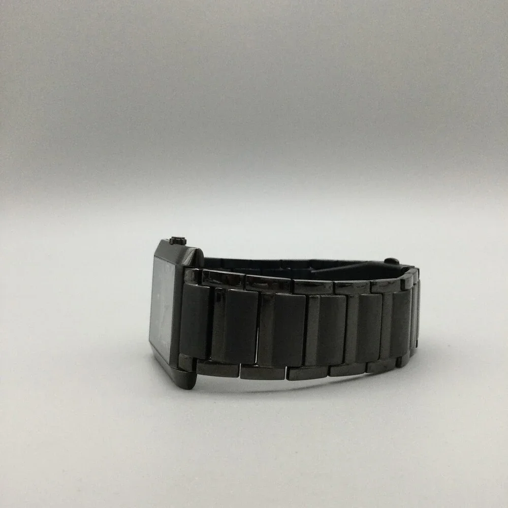 Kenneth Cole Mens Watch 33mm Tank Gunmetal Stainless KC3757 New Battery 7.75